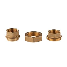 Messing Gewinde-Fitting Verschraubung gerade mit O-Ring konisch dichtend 3 teilig 1 1/4"IG - 1 1/4"IG (DN 32) - schwere Ausführung