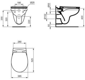 Wand-T-WC-Kombipaket Eurovit, randlos,m.Softclosing,355x520x350mm,Weiß