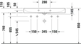 Möbel-WT DuraSquare 1000mm o. ÜL, 2 HL, geschl., weiß