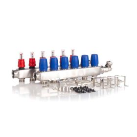 Heizkreisverteiler BASIC für Fußbodenheizung 6 Heizkreise mit Kugelhahn-Set