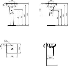 Handwaschbecken Connect Air Cube 1 Hl. m.Ül. 400x350x150mm Weiß