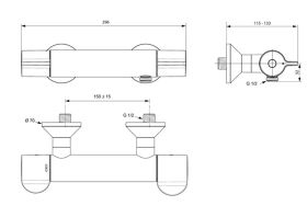 Ideal Standard Brausethermostat AP Cerap gesamte Ausld. 115-133mm Chrom