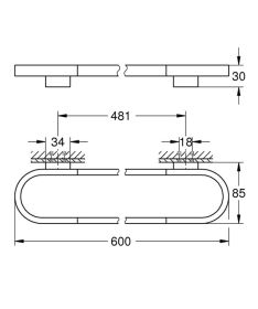 GROHE Badetuchhalter/Halter Selection 41056 600mm hard graphite gebürstet