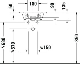 Duravit Möbelhandwaschbecken Viu 450mm o. ÜL, m.HLB, 1 HL, weiß