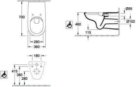 Villeroy & Boch Tiefspül-WC Vita spülrandlos O. Vita 4601R0 360x700mm Oval Weiß Alpin