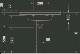 Möbelwaschtisch Starck 3 850 mm mit ÜL, mit HLB, 1 HL, weiß