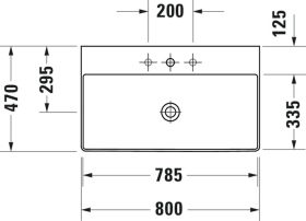 Duravit Möbelwaschtisch DuraSquare 800mm o. ÜL, mit HLB, o.HL, weiß WonderGliss