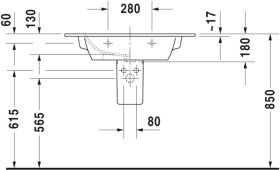 Möbelwaschtisch ME by Starck 830 mm mit ÜL, mit HLB, 1 HL, weiß WonderGliss