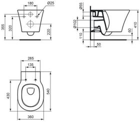 Wand-T-WC Connect Air AquaBlade unsichtbare Bef. 360x540x350mm Weiß