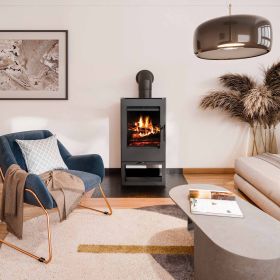 HAAS+SOHN Kaminofen GASTEIN.s  perl-schwarz mit Holzfach 7,23 kW