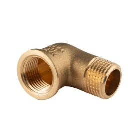 Messing Gewinde-Fitting 90° Winkel 1/2"IG - 1/2"AG (DN 15) - schwere Ausführung
