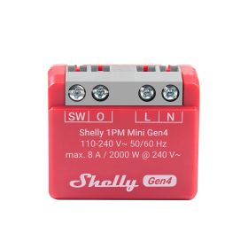 Shelly 1PM Gen4 1-Kanal-Relais WLAN-gesteuerter Smart-Schalter mit potentialfreien Kontakten max. 16A, WLAN, Matter, Zigbee, BT, unterputz