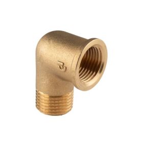 Messing Gewinde-Fitting 90° Winkel 1/2"IG - 1/2"AG (DN 15) - schwere Ausführung