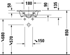 Duravit Möbelhandwaschbecken Viu 450mm o. ÜL, m.HLB, 1 HL, weiß