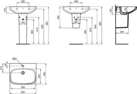 Ideal Standard Waschtisch i.life A 1Hl. 550x440x150mm Weiß