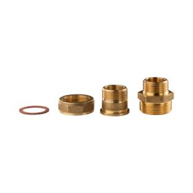 Messing Gewinde-Fitting Verschraubung gerade flachdichtend 1"AG - 1"AG (DN 25) - schwere Ausführung
