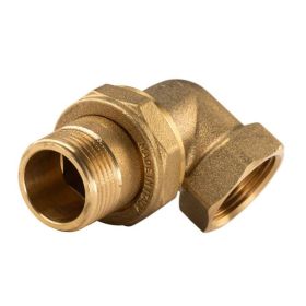 Messing Gewinde-Fitting Winkelverschraubung 90° flachdichtend 1"IG - 1"AG (DN 25) - schwere Ausführung