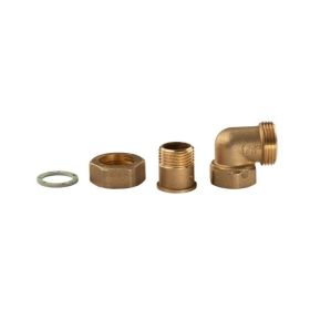 Messing Gewinde-Fitting Winkelverschraubung 90° flachdichtend 1/2"IG - 1/2"AG (DN 15) - schwere Ausführung