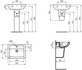 Ideal Standard Waschtisch Eurovit Plus,1 550x440x185mm, Weiß