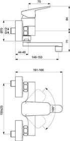 Ideal Standard Wand-Waschtischarmatur Ce Ausld.148-153mm Chrom