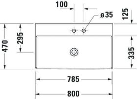 Duravit Möbelwaschtisch DuraSquare 800mm o. ÜL, mit HLB, o.HL, weiß WonderGliss