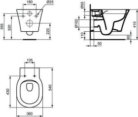 Ideal Standard Wand-WC Connect Air Randl 360x540x350mm Schwarz