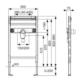 Sanitär TECEprofil Waschtischmodul, Bauhöhe 820 - 980 mm
