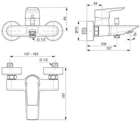 Ideal Standard Badearmatur AP Tesi, Ausl Chrom