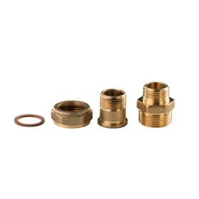 Messing Gewinde-Fitting Verschraubung gerade flachdichtend 1/2"AG - 1/2"AG (DN 15) - schwere Ausführung