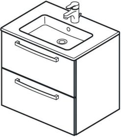 Waschtisch/Möbel-Paket Eurovit Plus 610x450x565mm Weiß / Hgl.weiß lackiert