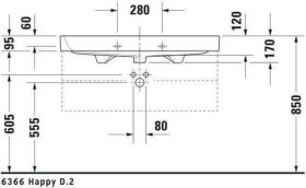 Möbelwaschtisch Happy D.2 1000 mm m.ÜL, m.HLB, 1 HL, geschl., weiß