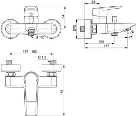 Ideal Standard Badearmatur AP Tesi, Ausl Chrom