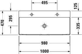 Möbel-WT DuraSquare 1000mm o. ÜL, 2 HL, geschl., weiß