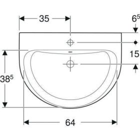 Geberit Renova Waschtisch, 70x52cm m. Hl. mittig, m. Ül., weiß, KeraTect