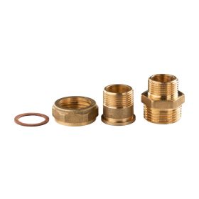 Messing Gewinde-Fitting Verschraubung gerade flachdichtend 3/4"AG - 3/4"AG (DN 20) - schwere Ausführung
