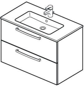 Waschtisch/Möbel-Paket Eurovit Plus 815x450x565mm Weiß / Hgl.weiß lackiert