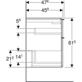 Geberit iCon Unterschrank für WT, 2 Schu 88,8x61,5x47,6cm, weiß hgl./Gr.weiß matt