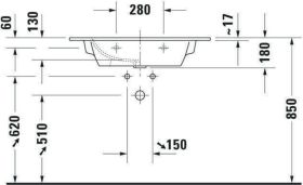 Möbelwaschtisch ME by Starck 830 mm mit ÜL, mit HLB, 1 HL, weiß