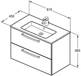 Waschtisch/Möbel-Paket Eurovit Plus 815x450x565mm Weiß / Hgl.weiß lackiert