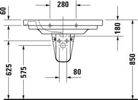 Möbelwaschtisch D-Code 850 mm mit ÜL, mit HLB, 1 HL, weiß