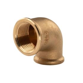 Messing Gewinde-Fitting 90° Winkel reduziert 1/2" IG (DN15) - 3/4" IG ( DN20) - schwere Ausführung
