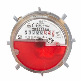 Wohnungs-Wasserzähler Unterputz für Warmwasser Q3 2,5 m³ koax