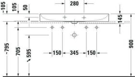 Möbel-WT DuraSquare 1000mm o. ÜL, 2 HL, geschl., weiß