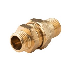 Messing Gewinde-Fitting Verschraubung gerade flachdichtend 1/2"AG - 1/2"AG (DN 15) - schwere Ausführung