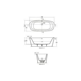 Oval-Badewanne DEA, freistehend, 1700x750x475/610mm, Weiß