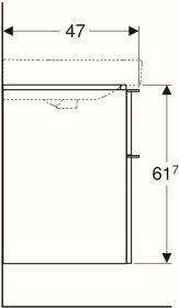 Geberit Smyle Square US für WT, m. 2 Sch 58,4x61,7x47cm, Nussbaum