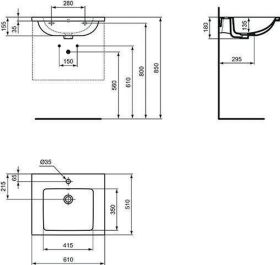 Ideal Standard Möbelwaschtisch i.life B 610x510x180mm Weiß