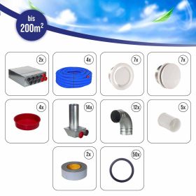 AERIVA Montageset für Zentrale Lüftungsanlage DN 75 bis 200 m² Anschluss DN 150