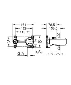 GROHE Einhand-UP-Einbaukörper 23429 für Joystick 2-Loch-WT-Batterien