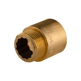 Messing Gewinde-Fitting Hahnverlängerung IG/AG 3/4" (DN 20) Länge 25 mm - schwere Ausführung